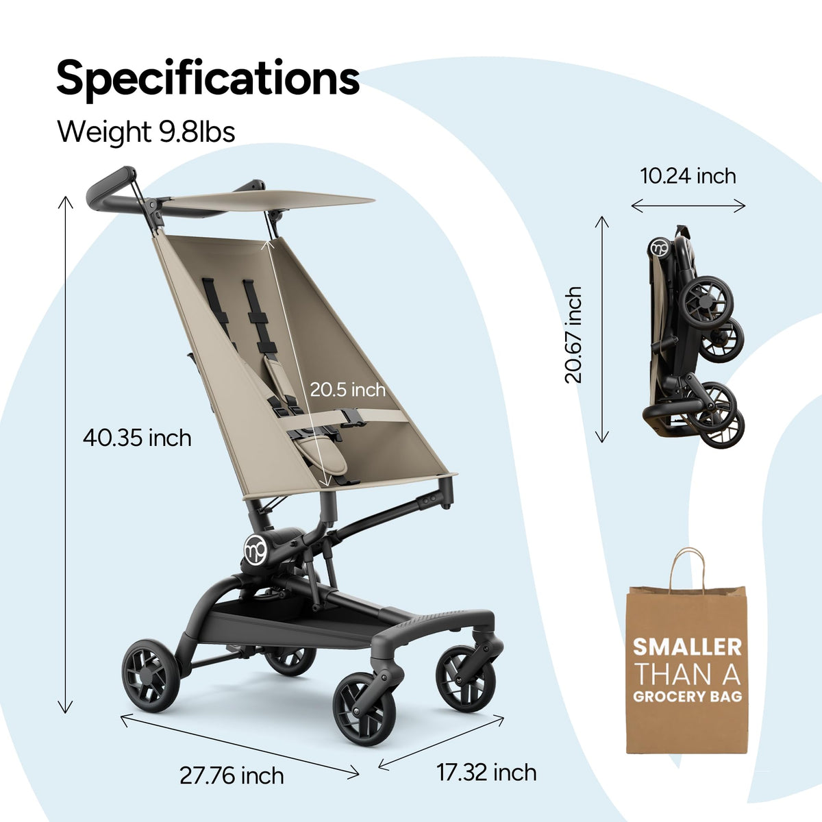 Ultra-Lightweight Travel Stroller 9.8lbs N3463