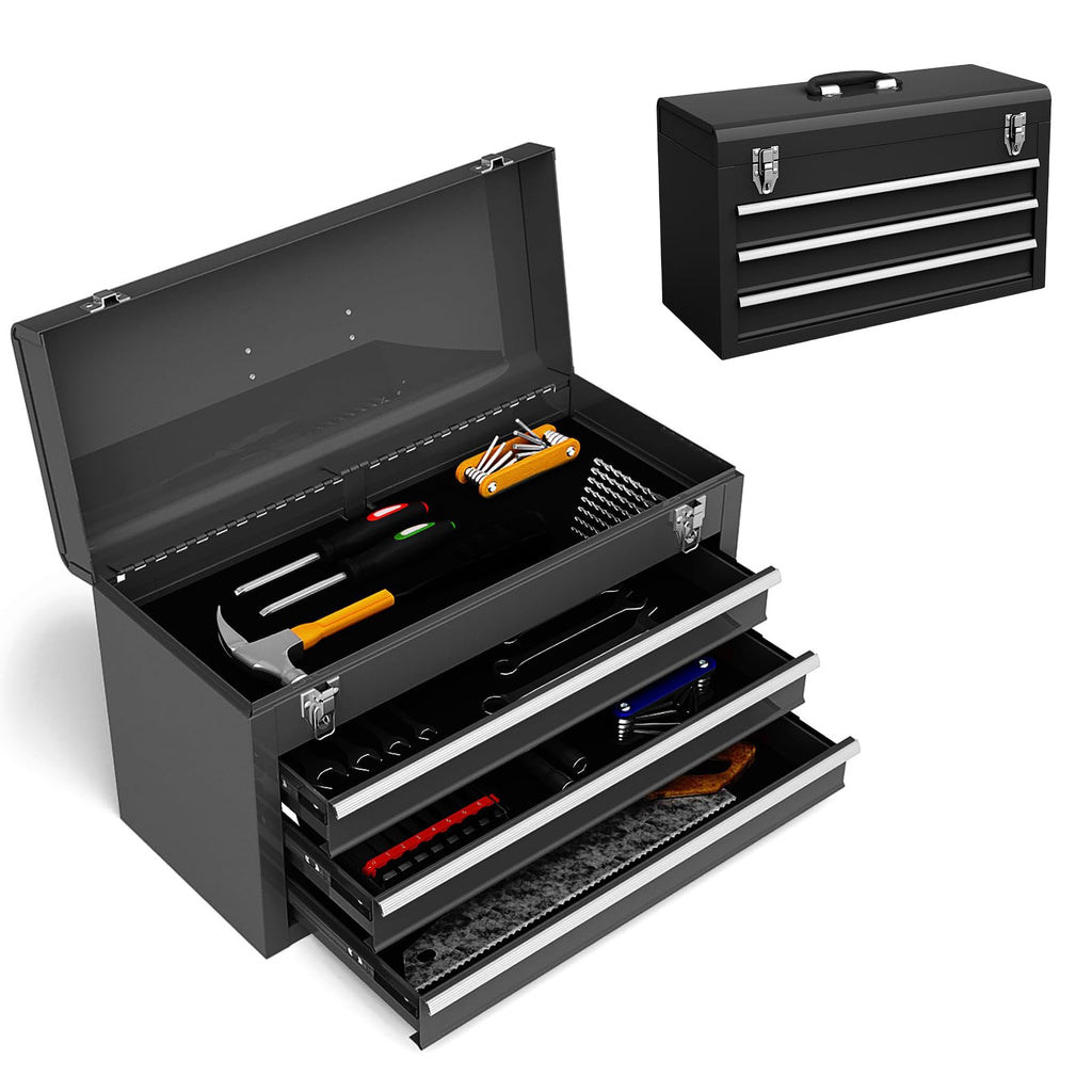Portable Metal 3 Drawer Lockable Tool Box Y905940