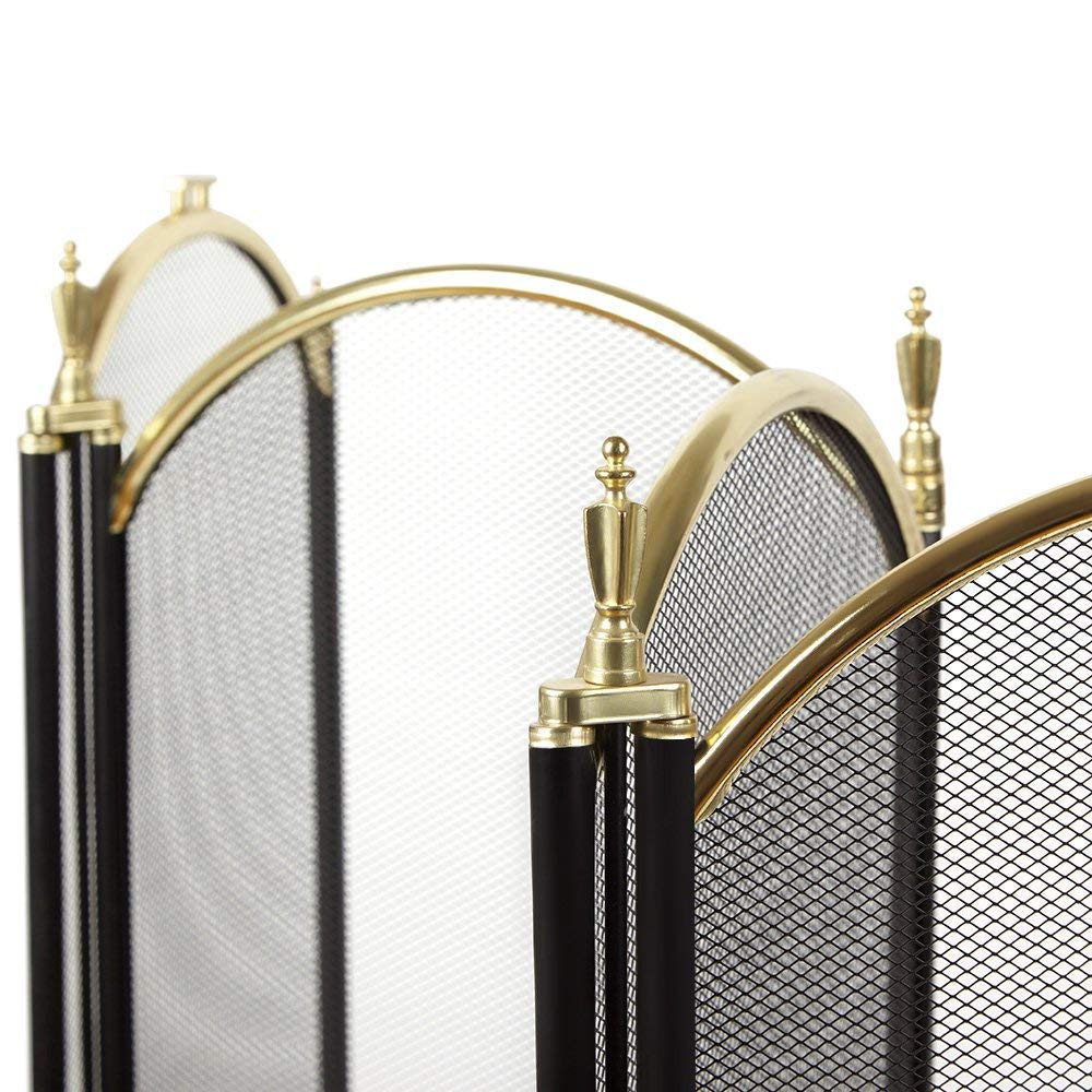 Large Gold 4 Panel Wrought Iron Fireplace Screen V951