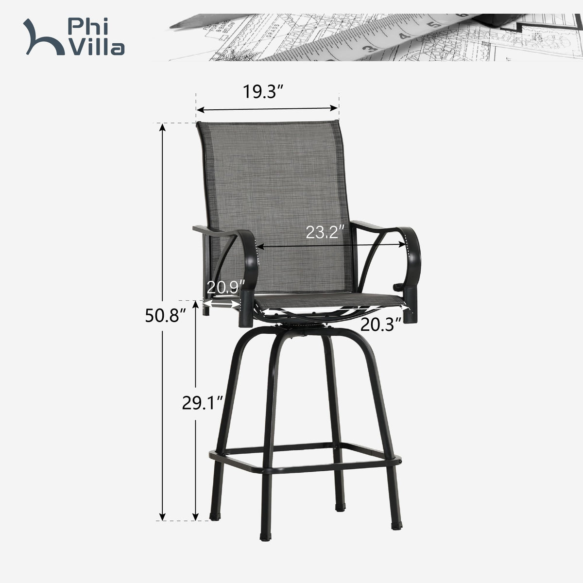 Set of 4 Swivel Outdoor Bar Stools G2493