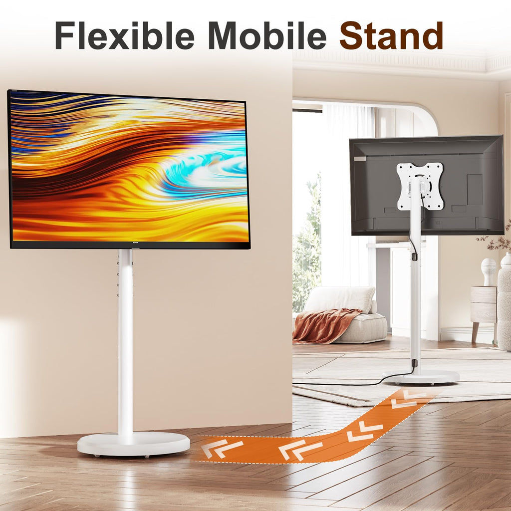 White Rolling TV Stand with Wheels K326