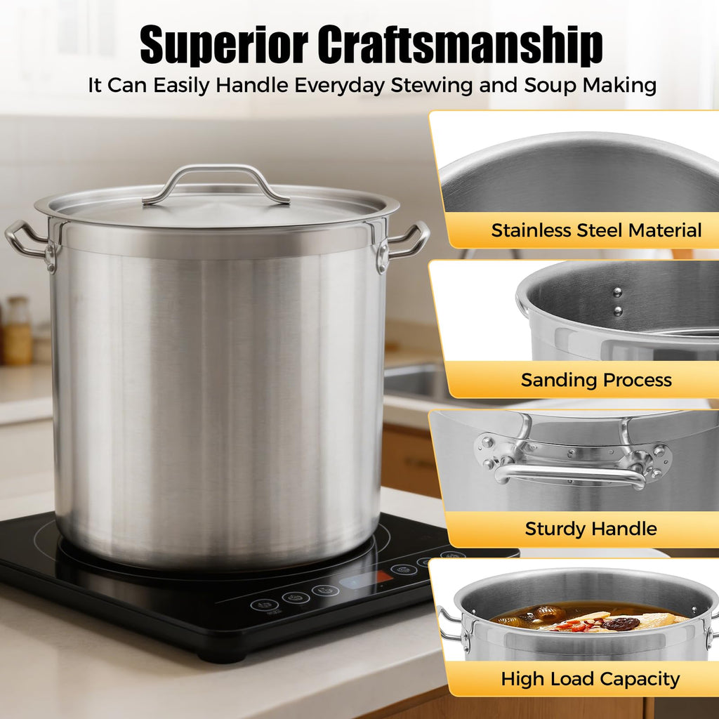 50 Quart Stainless Steel Stockpot with Lid P3419