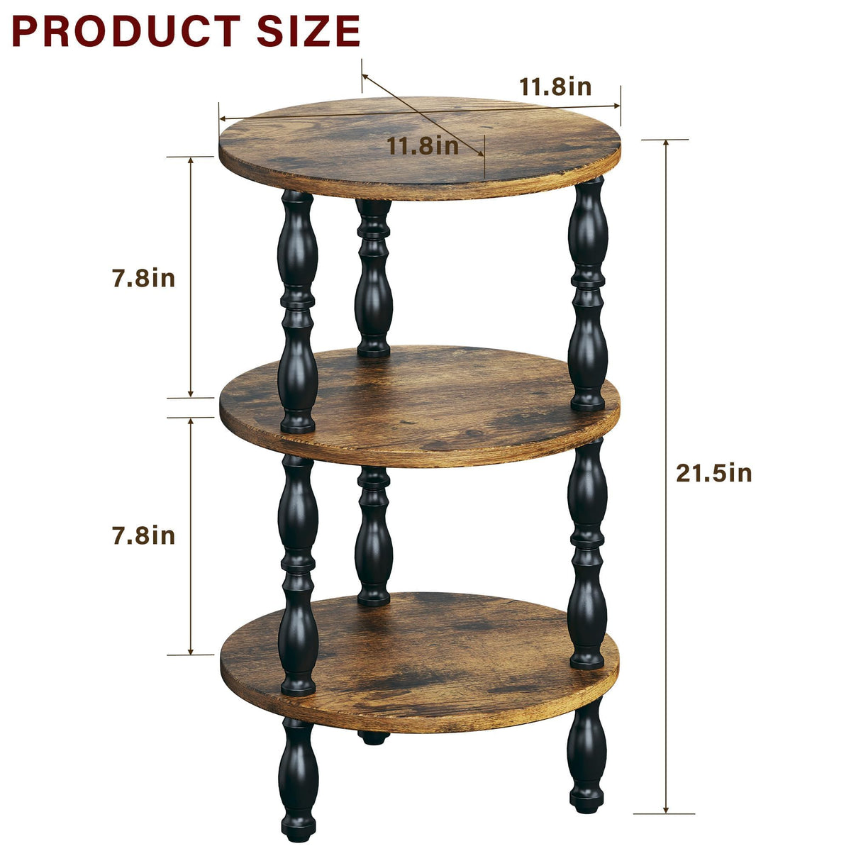3-Tier Small Oval Side Table Q2669