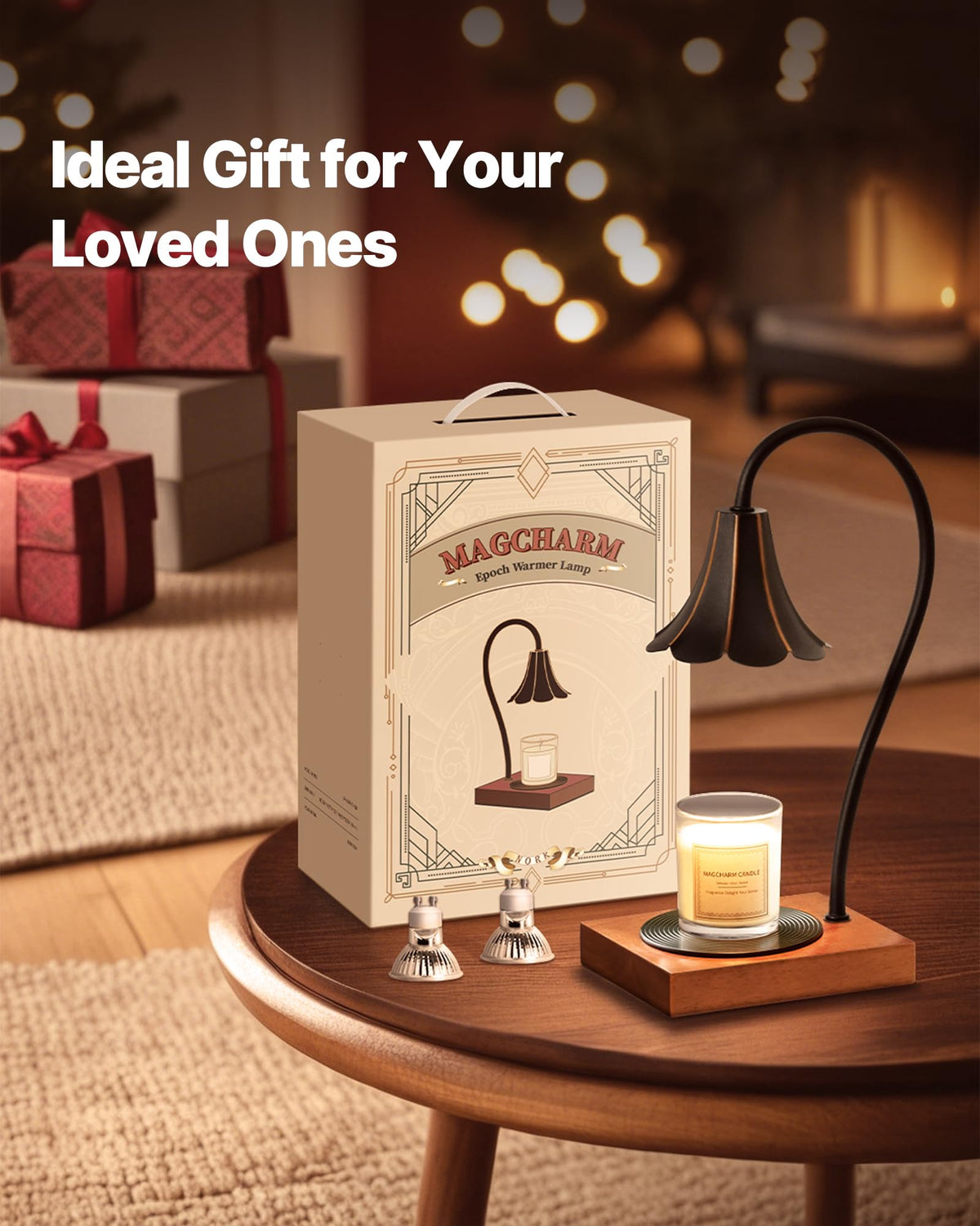 Black Candle Warmer Lamp with Timer & Stepless Dimmable D7268