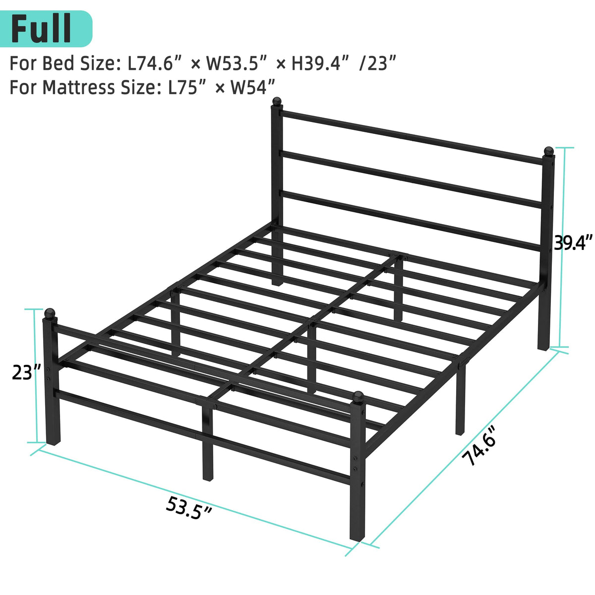 Black Full Size Bed Frame D183371