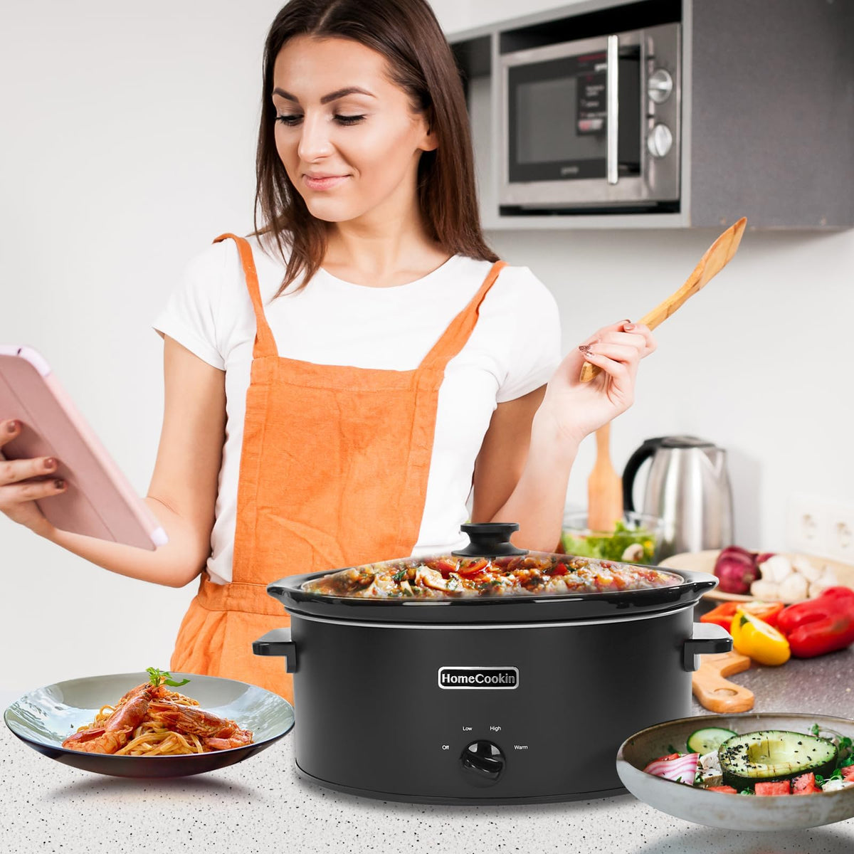 7 Quart Oval Manual Slow Cooker with 3 Cooking Settings G6536