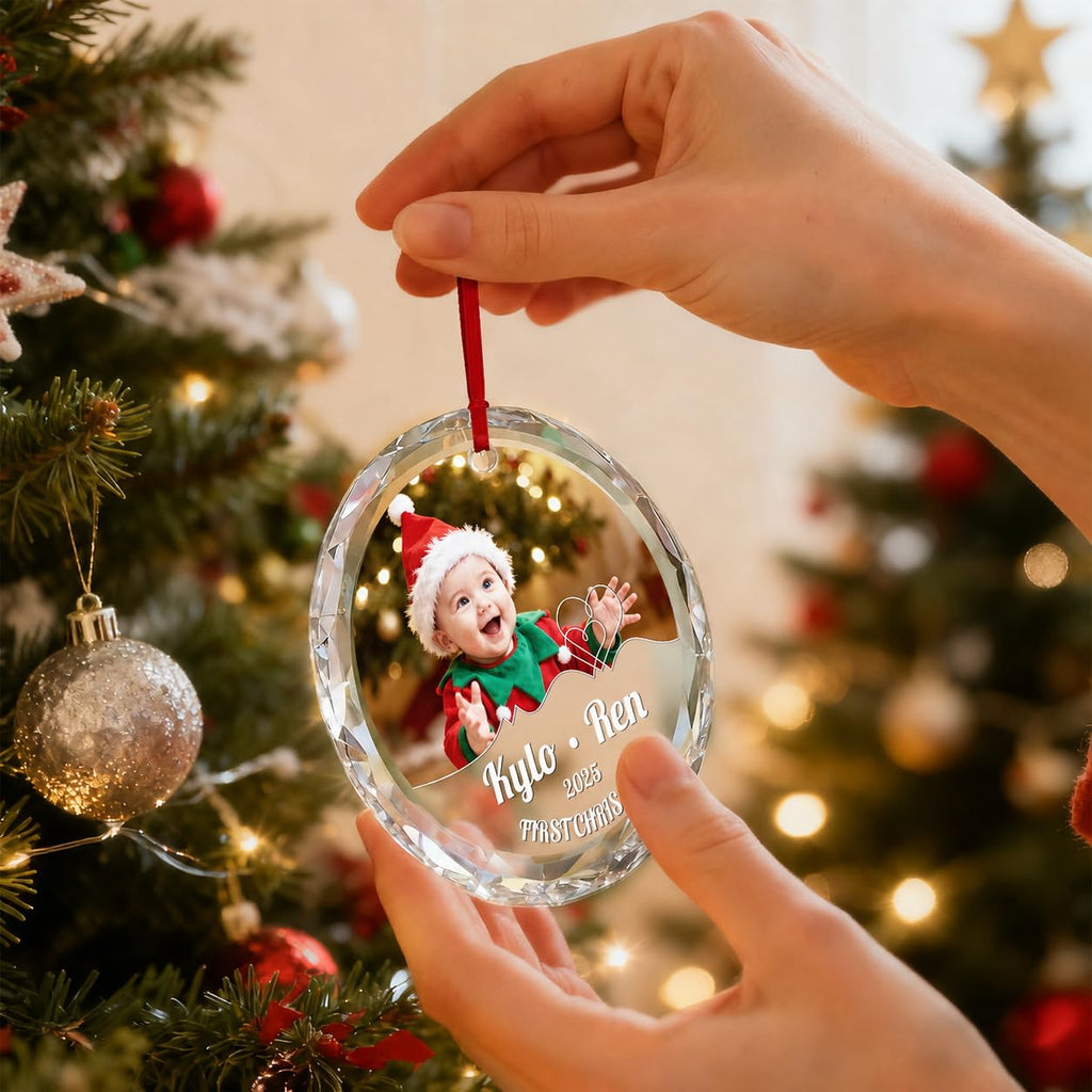 Custom Photo Crystal Glass Christmas Ornament G8281