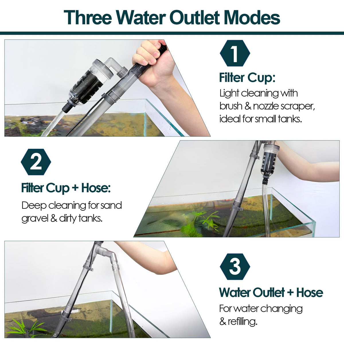 Electric Aquarium Gravel Cleaner, 528GPH Fish Tank Vacuum, 5-in-1 Sand Washer Water Changer Kit X186992