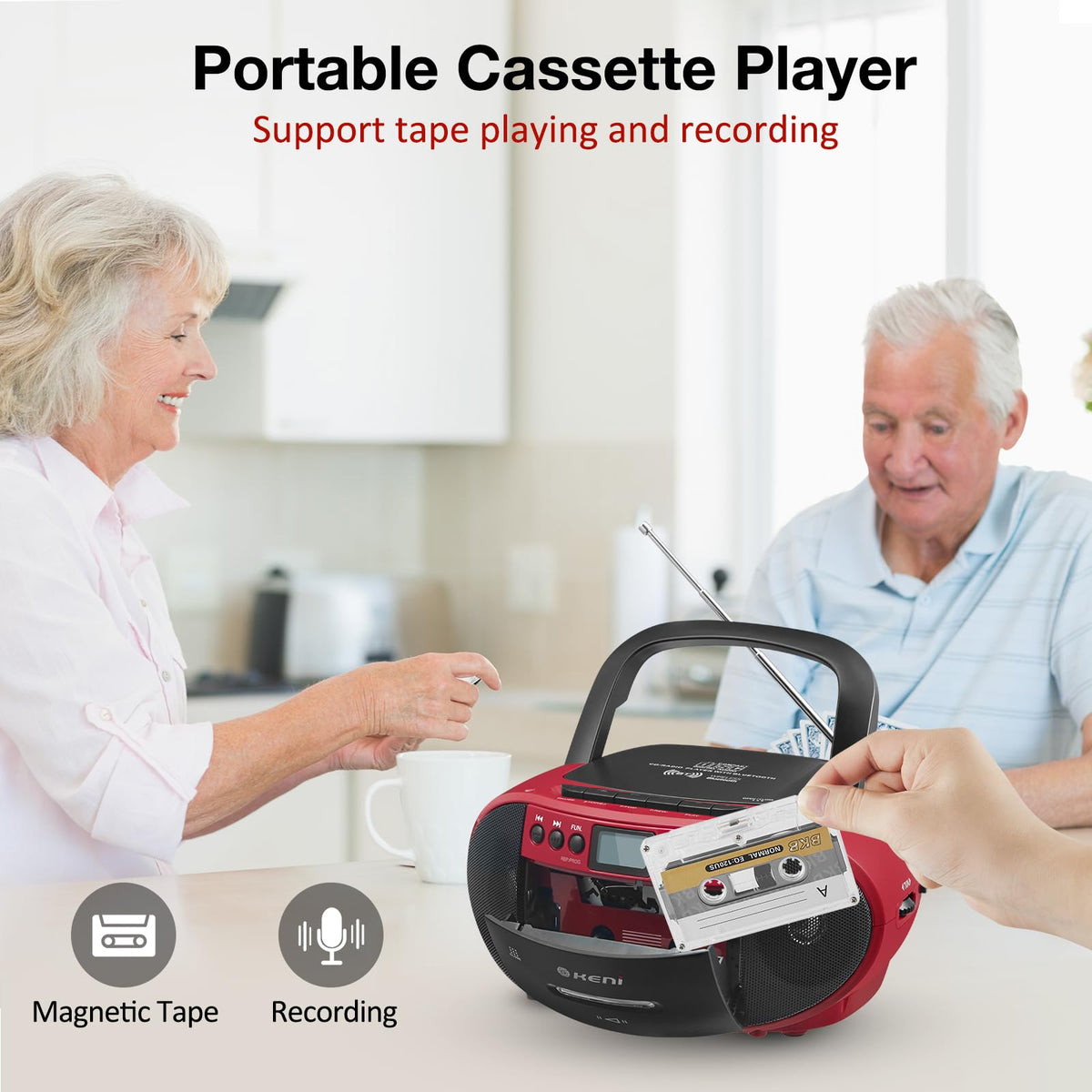 CD Cassette Player Boom Box with AM/FM Radio M7718