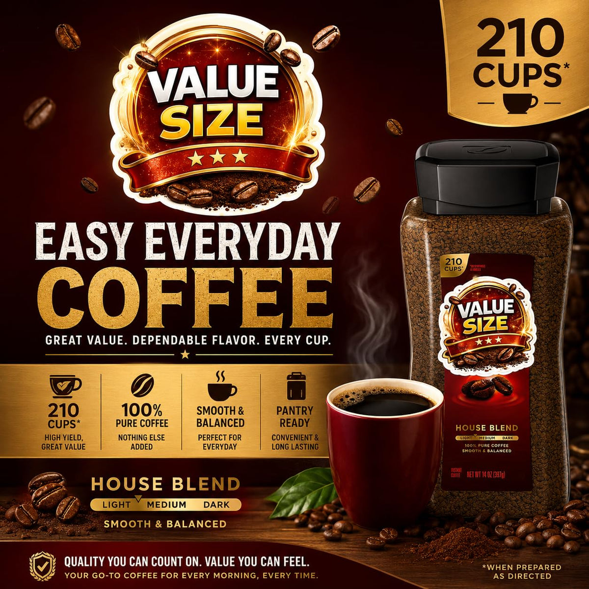 Instant Coffee 14oz Plastic Jar 2 Count H505