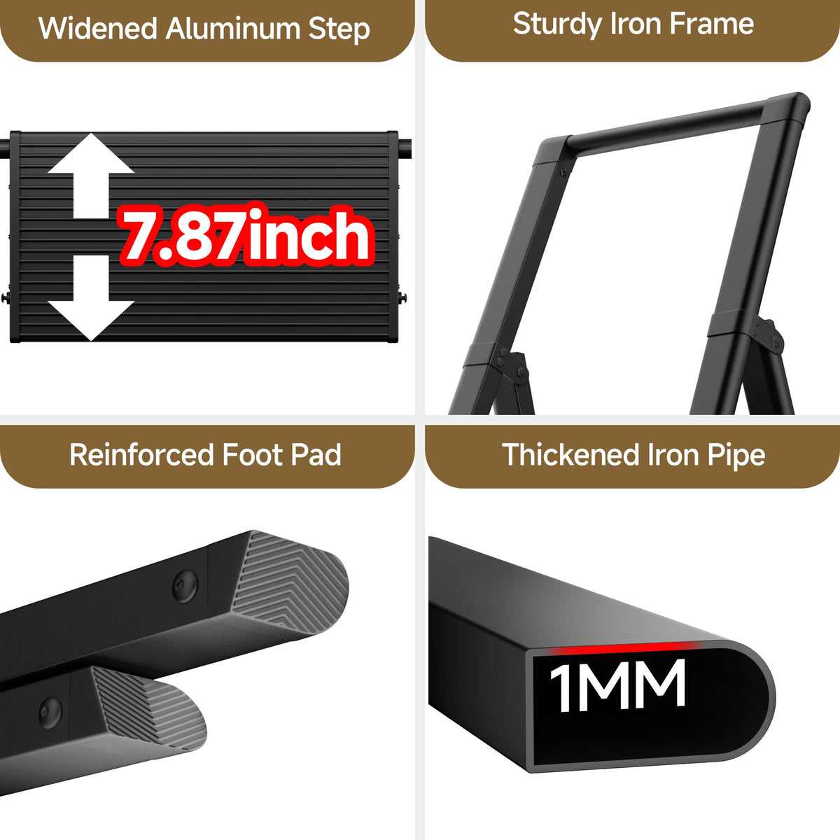 6 Step Folding Step Stool with Handrails Black S910