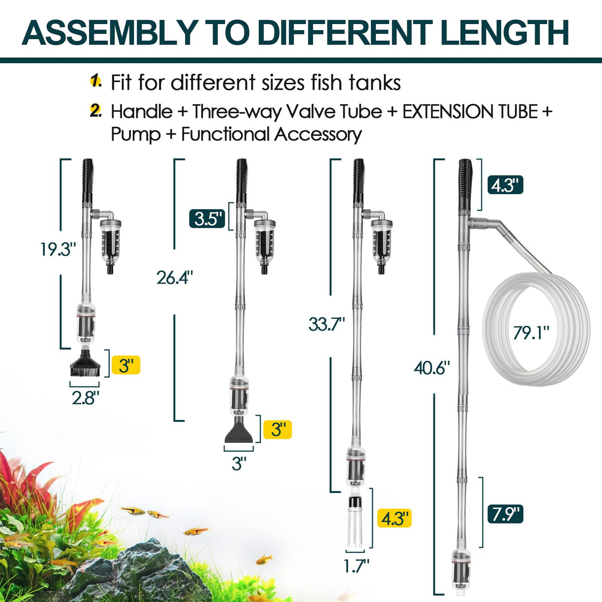 Electric Aquarium Gravel Cleaner, 528GPH Fish Tank Vacuum, 5-in-1 Sand Washer Water Changer Kit X186992