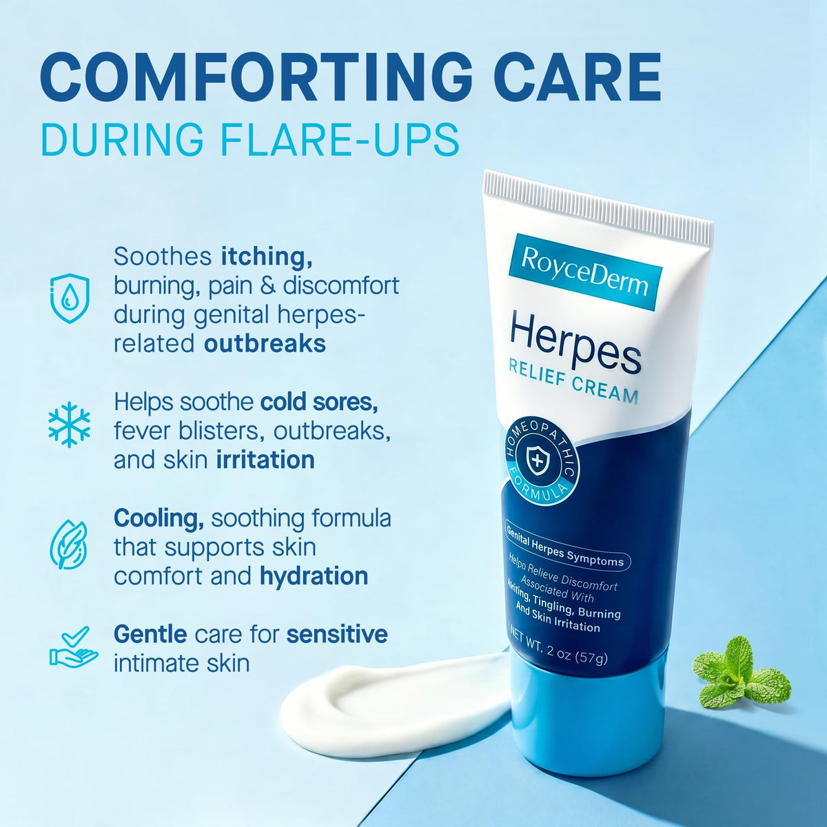 Herpes Treatment Cream for Symptom Relief, 2 oz V8411