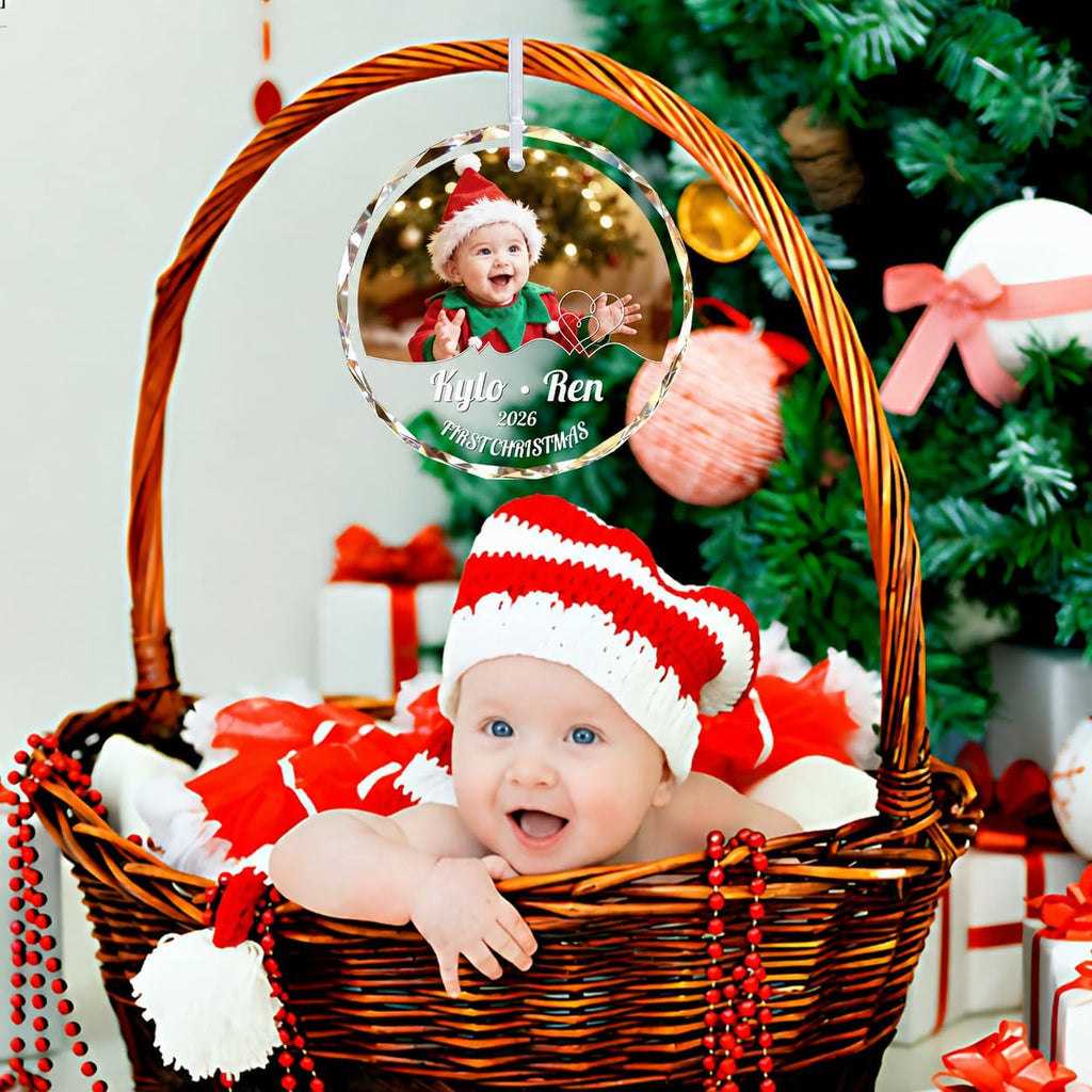 Custom Photo Crystal Glass Christmas Ornament G8281
