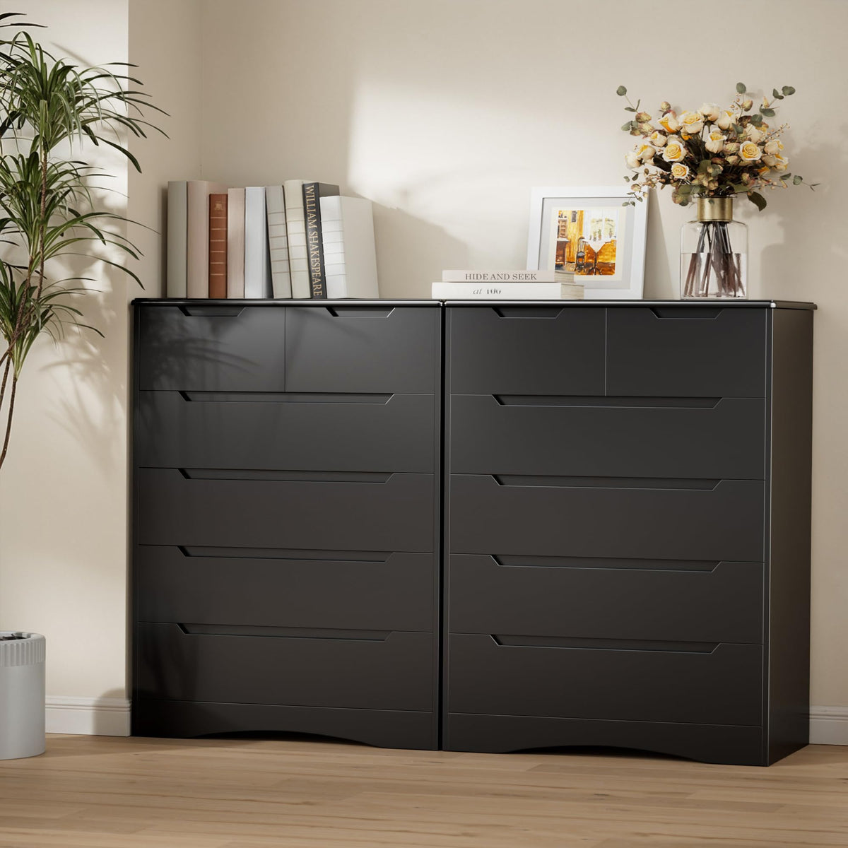 Black 6 Drawer Dresser V518