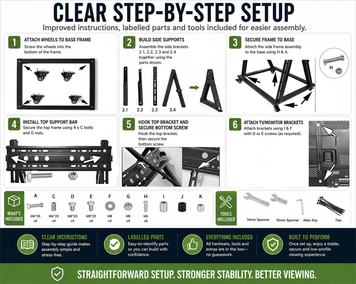 Mobile TV Stand with Wheels for 26-65 Inch TVs G226