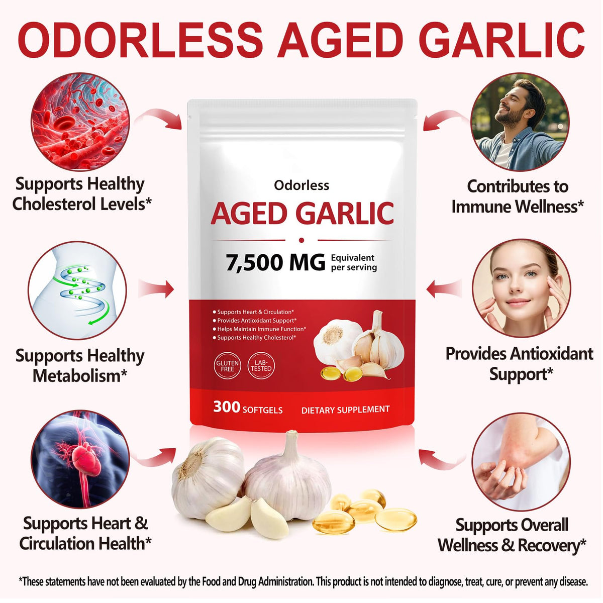 Odorless Garlic Supplement 300 Softgels E576795