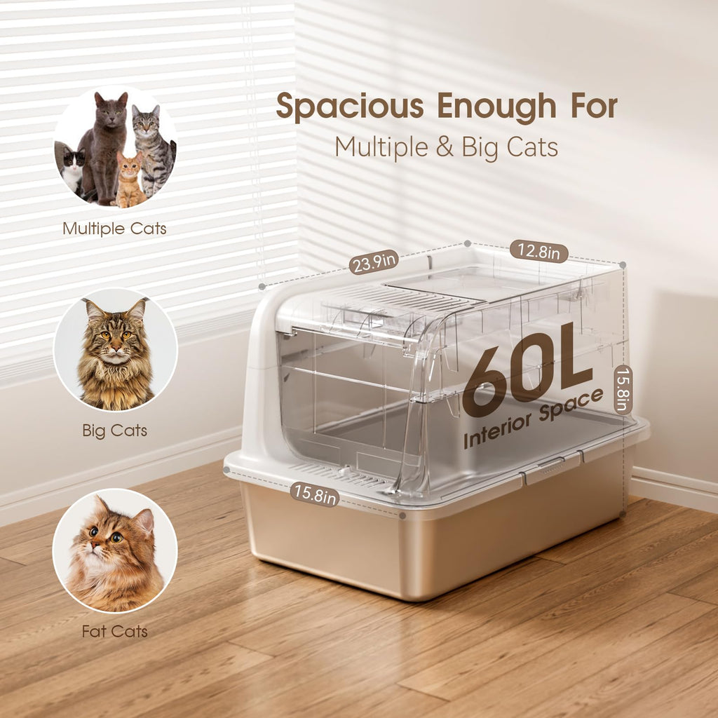 XL Stainless Steel Cat Litter Box with Lid K7748