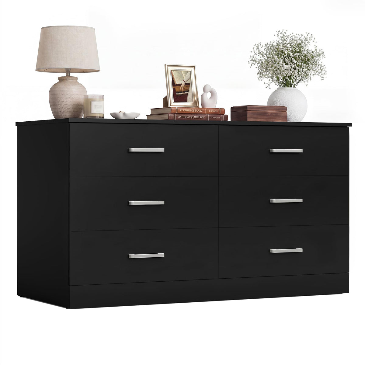 6 Drawer Dark Black Dresser V9421