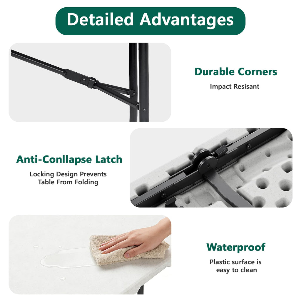 2 Pack 6ft Heavy Duty Folding Table White Q6646