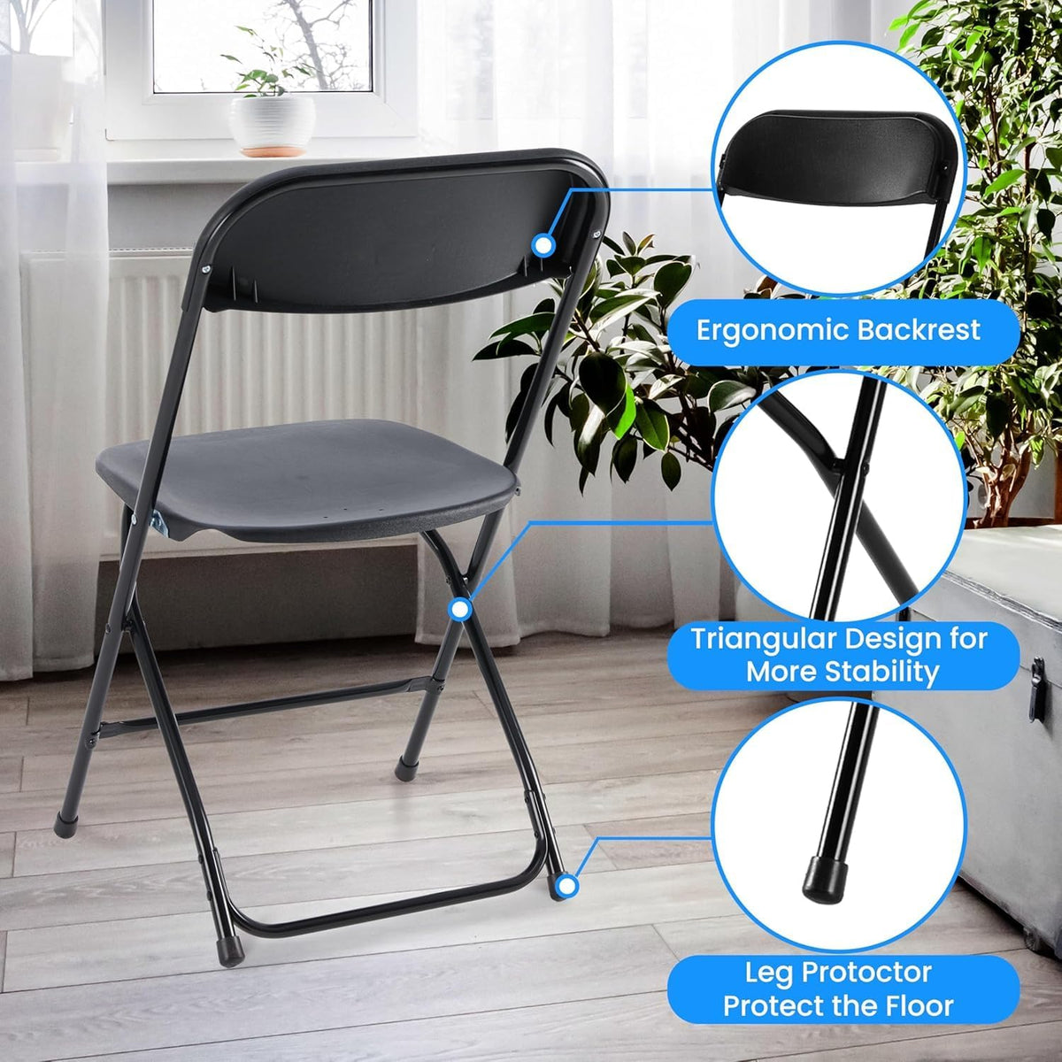 4 Pack Black Plastic Folding Chairs K3271