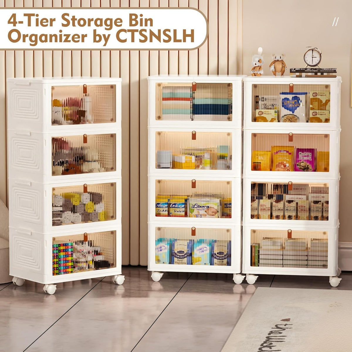 4 Tier Plastic Storage Bins with Lid 23QT E612366