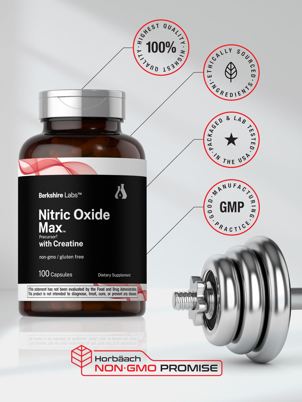Nitric Oxide Supplement with Creatine Monohydrate 100 Capsules C5506