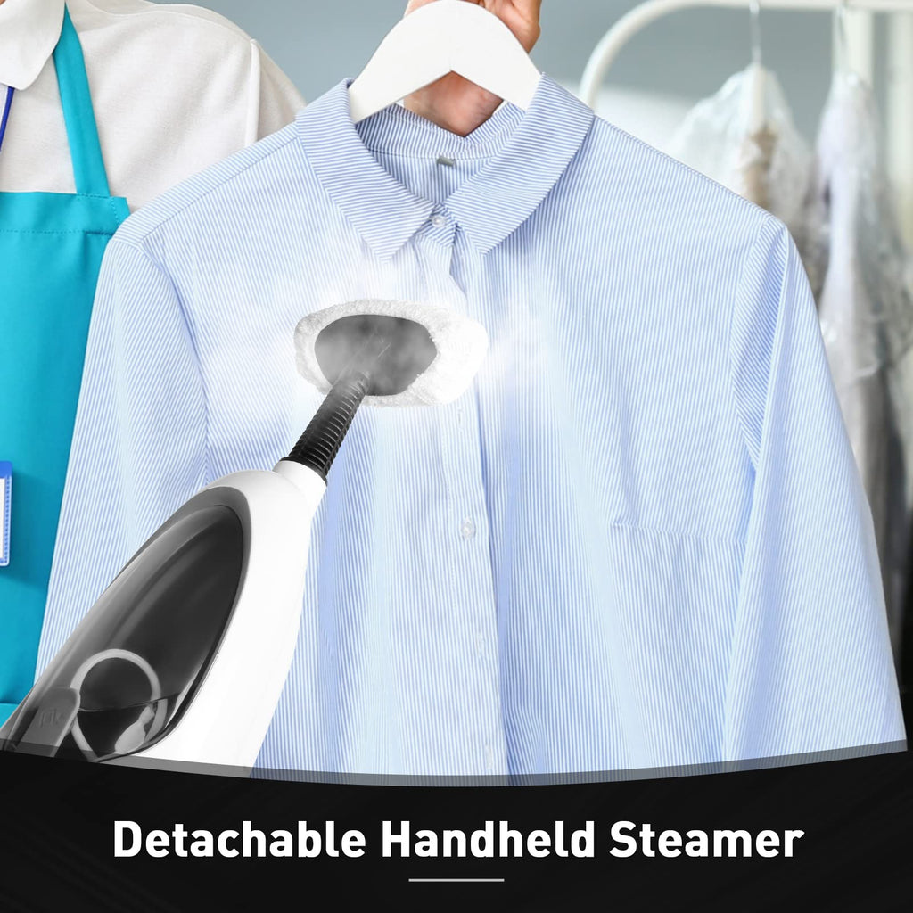 White 10-in-1 Detachable Steam Mop with 3 Microfiber Pads N4038