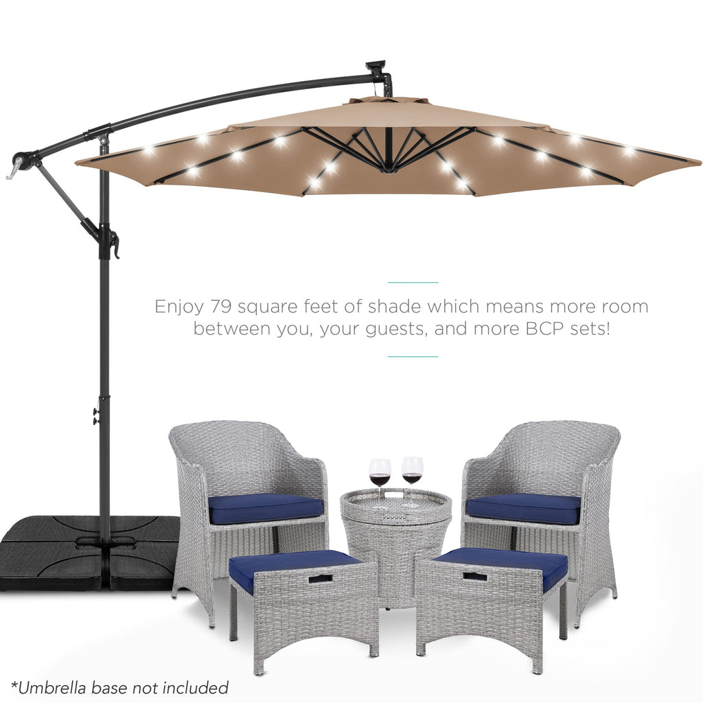 10ft Solar LED Offset Cantilever Patio Umbrella U45362