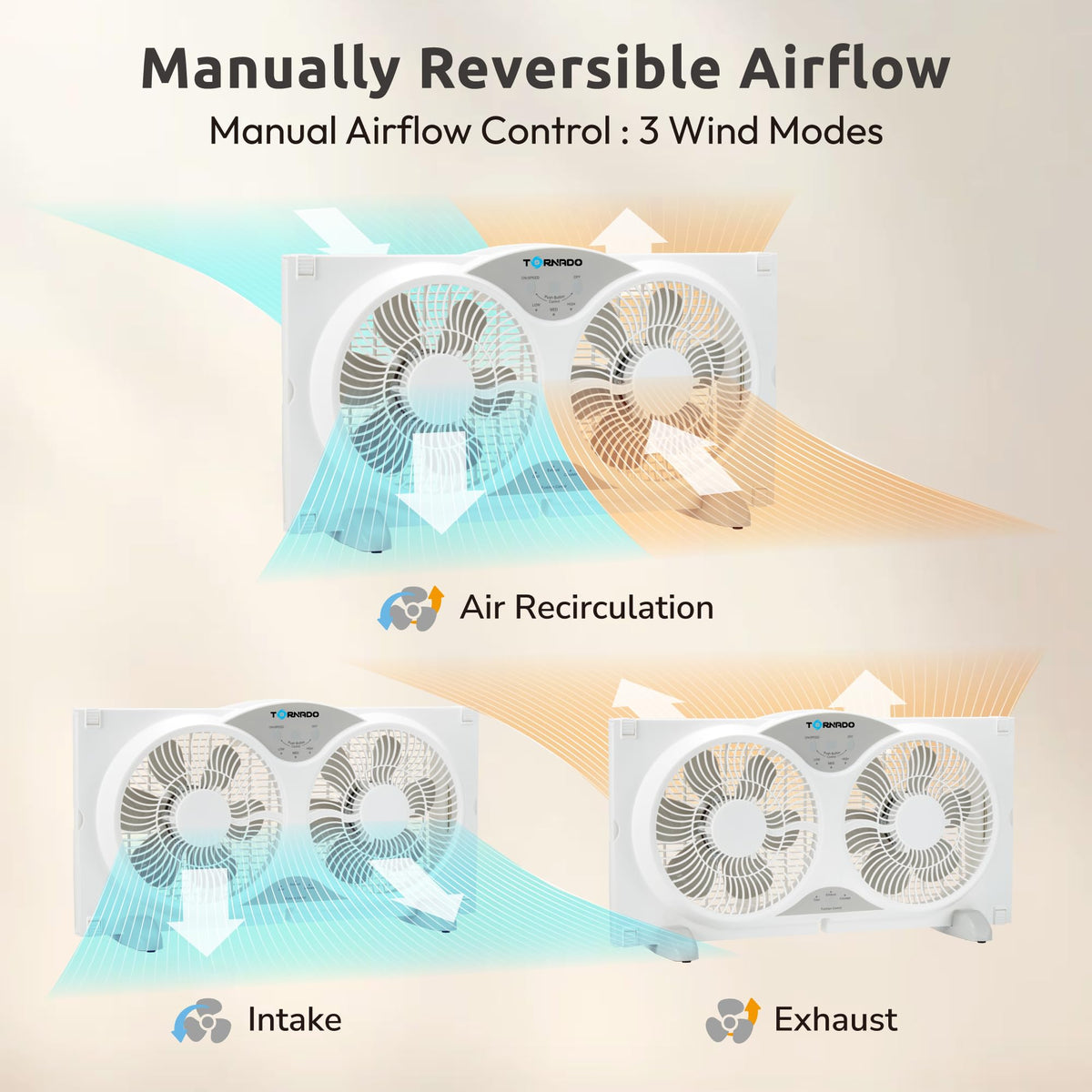9 Inch Dual Window Fan with Remote Control, 3-Speed, White B6090