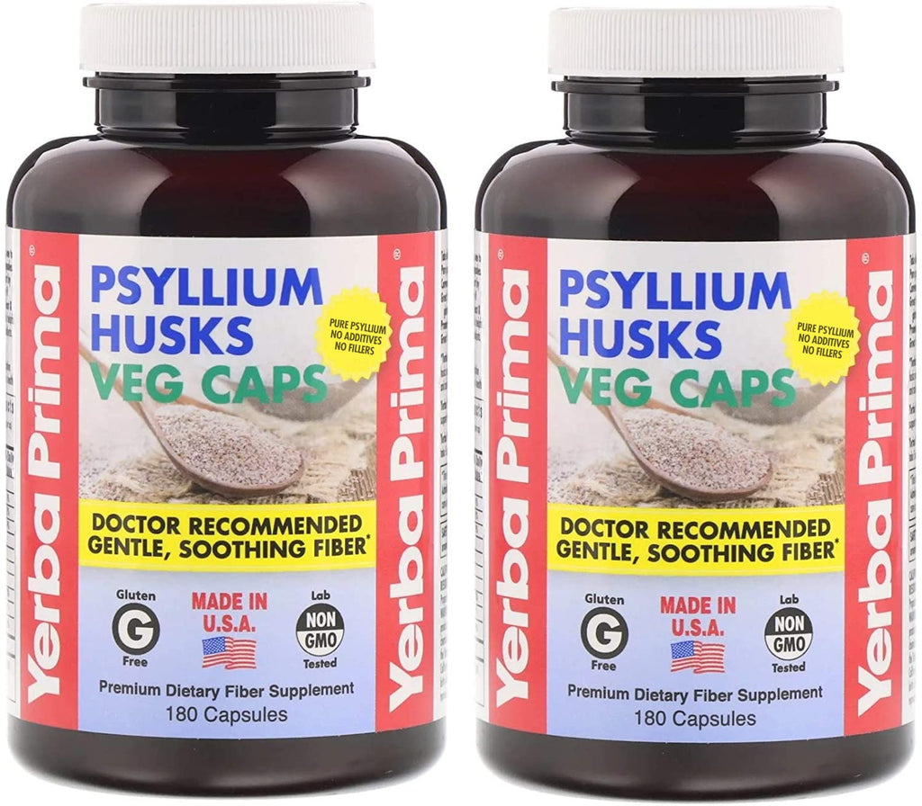 Psyllium Husks Fiber Veg Caps 180 Pack of 2 F906