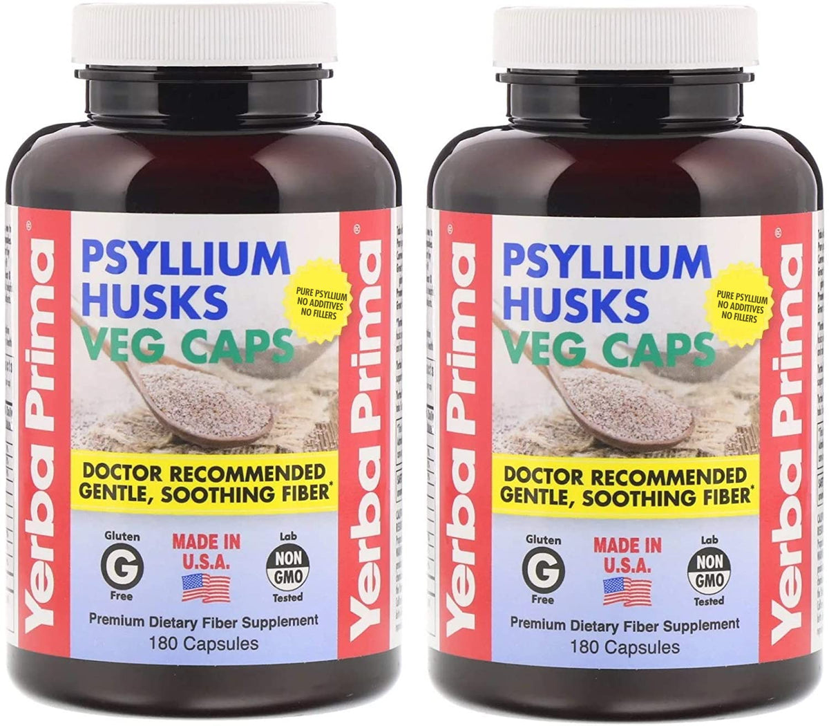 Psyllium Husks Fiber Veg Caps 180 Pack of 2 F906