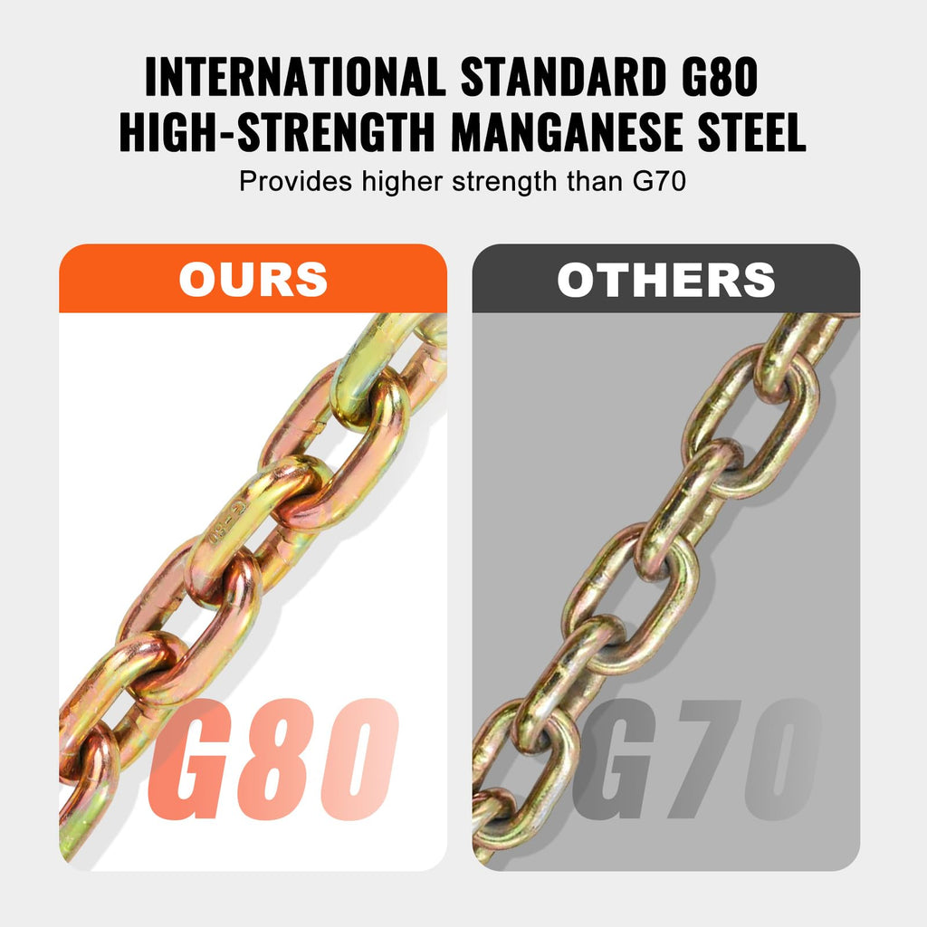 3/8" x 10.3' 2-Pack Tow Chain with Clevis Grab Hooks U911027