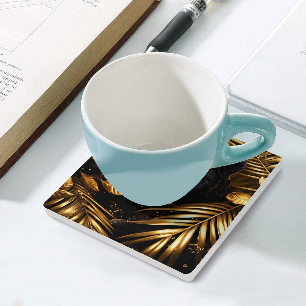 Ceramic Coasters Set of 6 Cork Backing C83724
