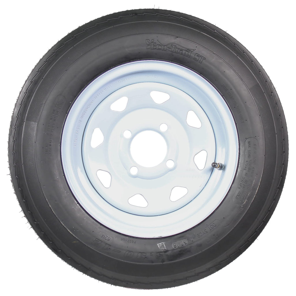 2-Pack Trailer Tire Rim Assembly 5.30-12 4 Lug White G653