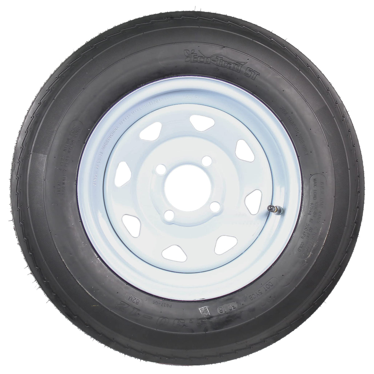 2-Pack Trailer Tire Rim Assembly 5.30-12 4 Lug White G653