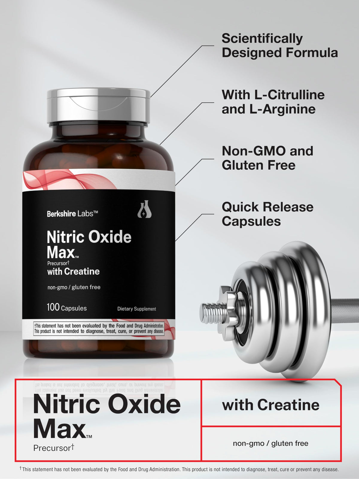 Nitric Oxide Supplement with Creatine Monohydrate 100 Capsules C5506