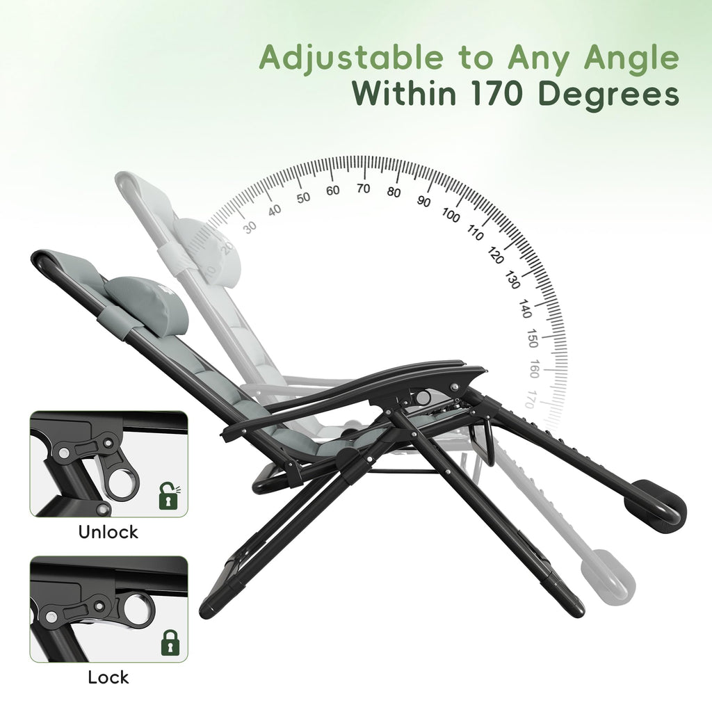 Oversized Padded Zero Gravity Reclining Patio Lounge Chair R96142