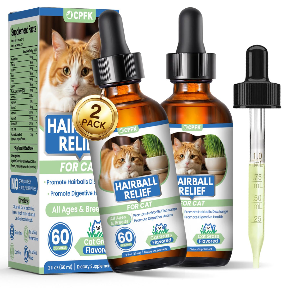 Cat Hairball Remedy Drops 60ml (2 fl oz) 2 Pack T34895