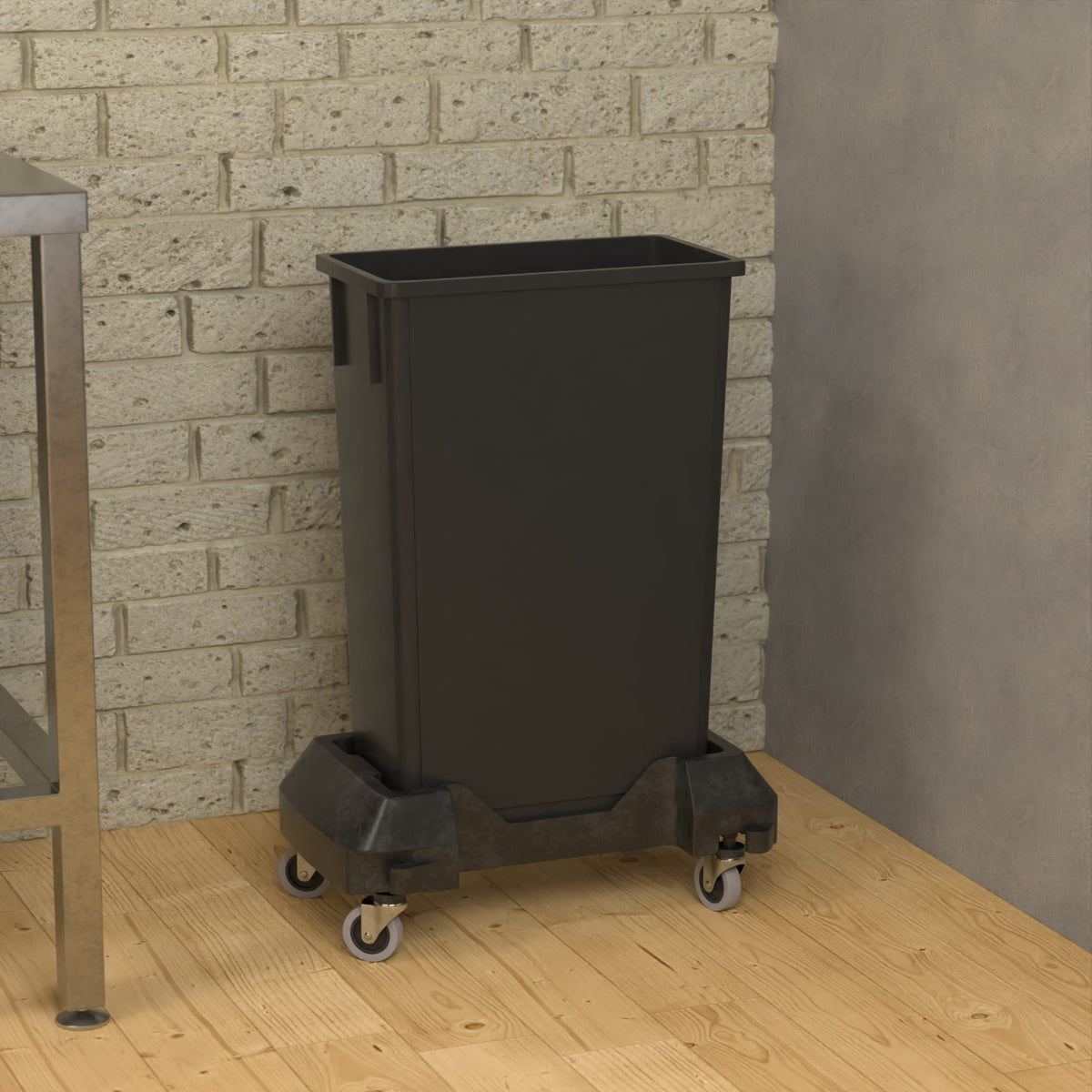 23 Gallon Black Trash Can with Dolly F6365