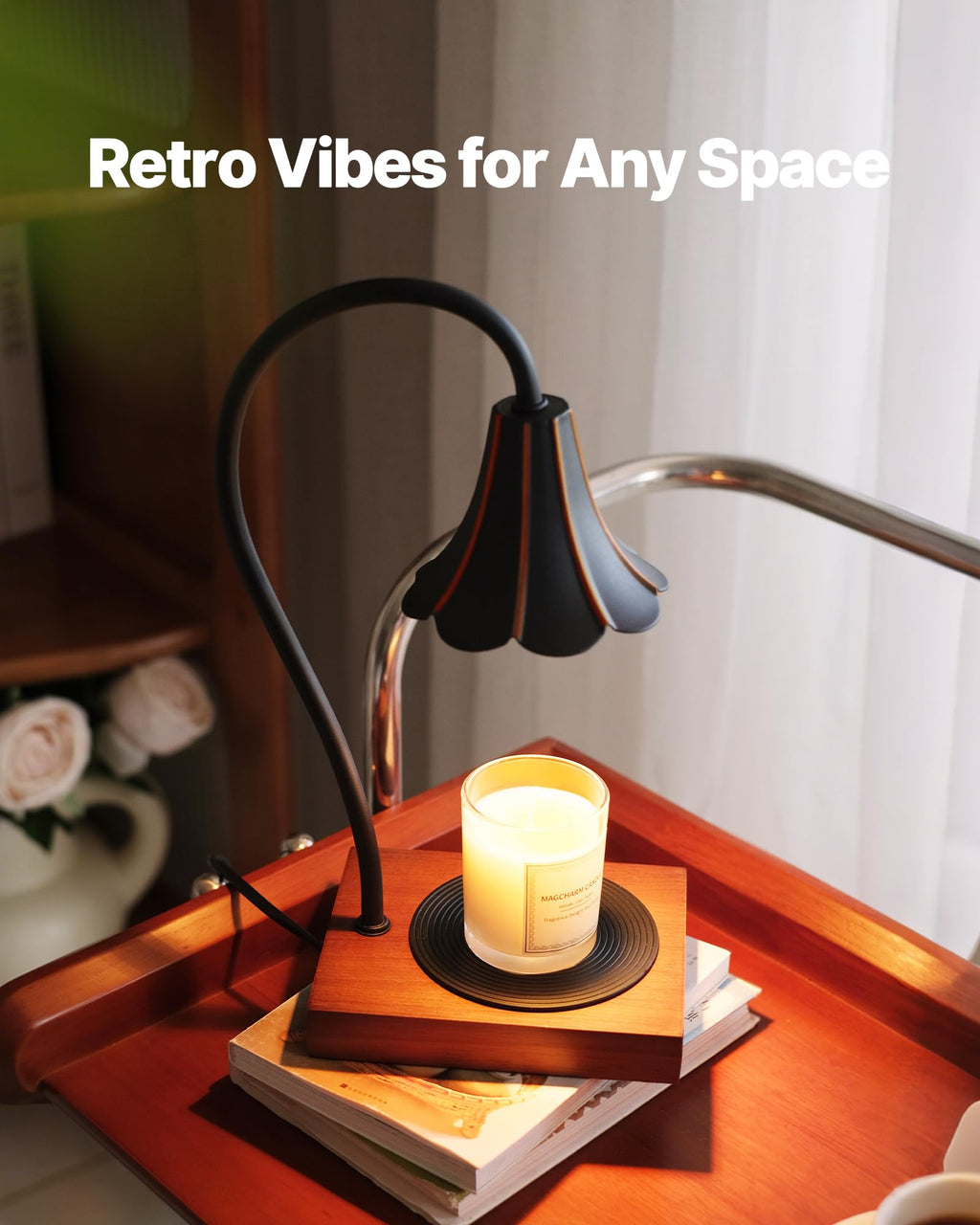 Black Candle Warmer Lamp with Timer & Stepless Dimmable D7268