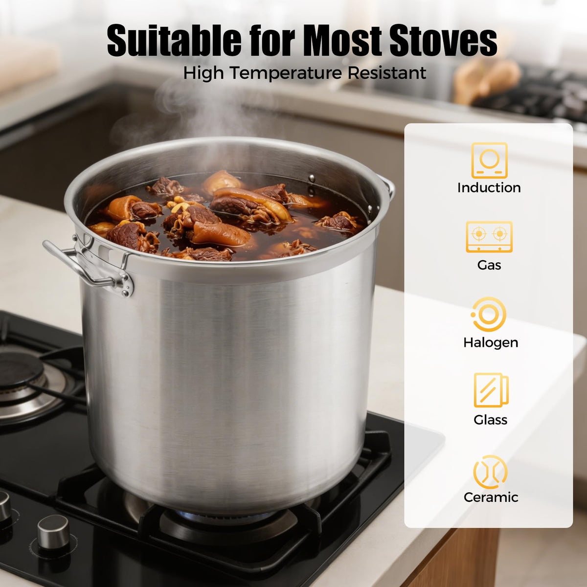 50 Quart Stainless Steel Stockpot with Lid P3419