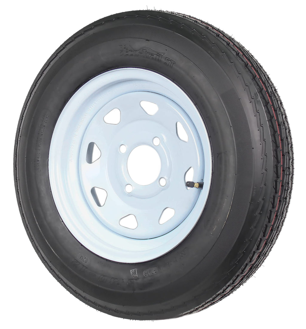 2-Pack Trailer Tire Rim Assembly 5.30-12 4 Lug White G653