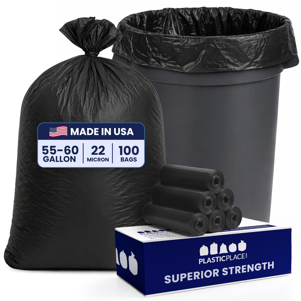 55-60 Gallon Heavy Duty Black Trash Bags, 100 Count O5162