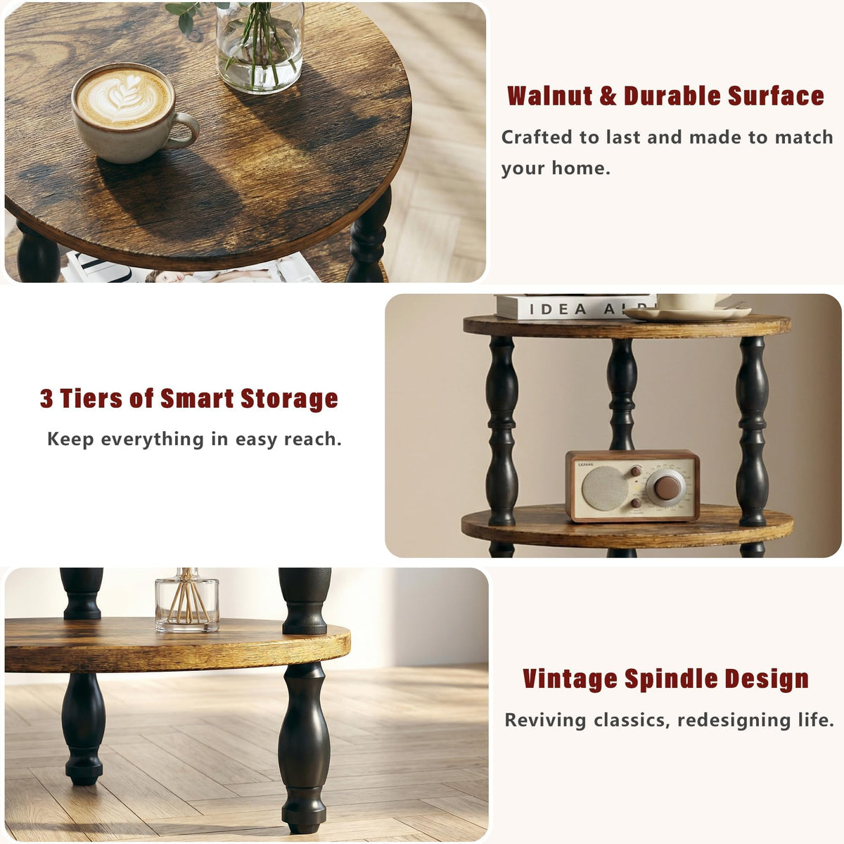 3-Tier Small Oval Side Table Q2669