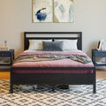 Black Full Size Bed Frame with Wood Headboard and Storage E493