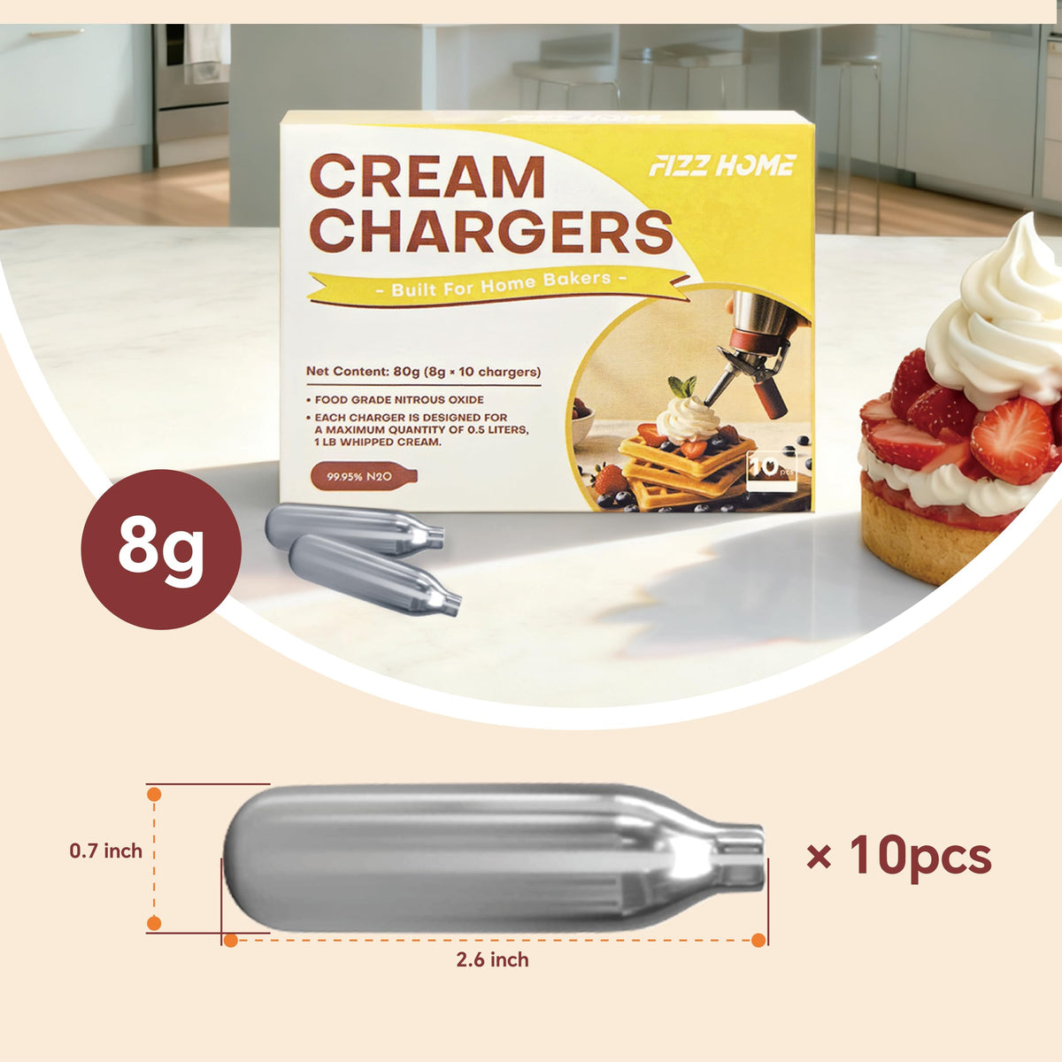 10-Pack 8g N2O Cream Chargers B52633