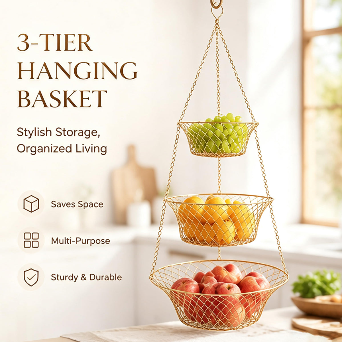 3-Tier Copper Hanging Basket G183342