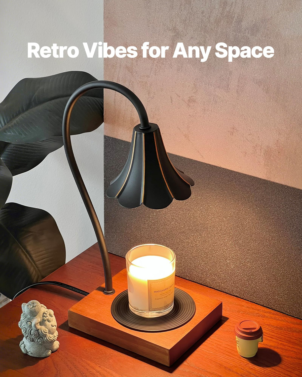 Black Candle Warmer Lamp with Timer & Stepless Dimmable D7268