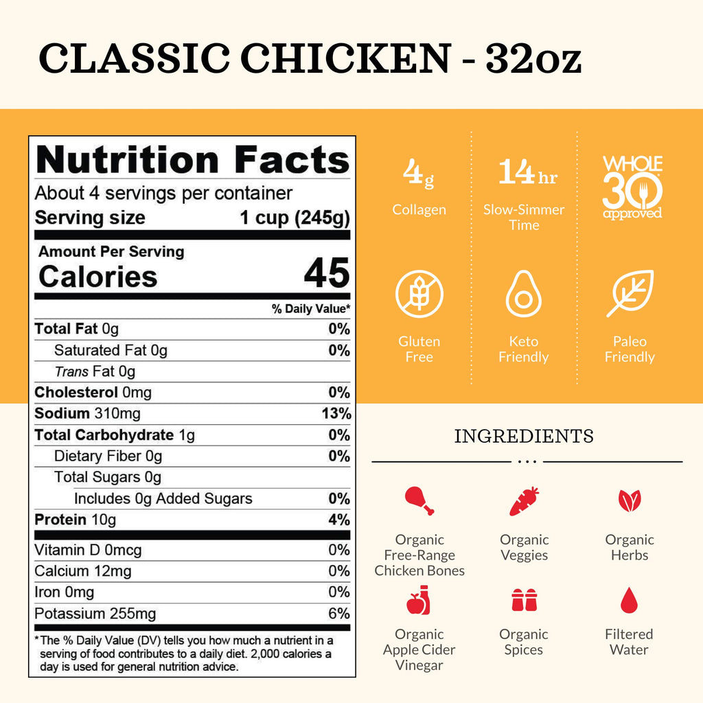 Chicken Bone Broth 4 Pack 32 Ounces V4670